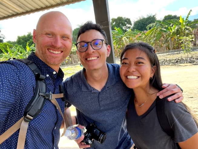 Three smiling members of CCU2TheWorld's mission team in Honduras.